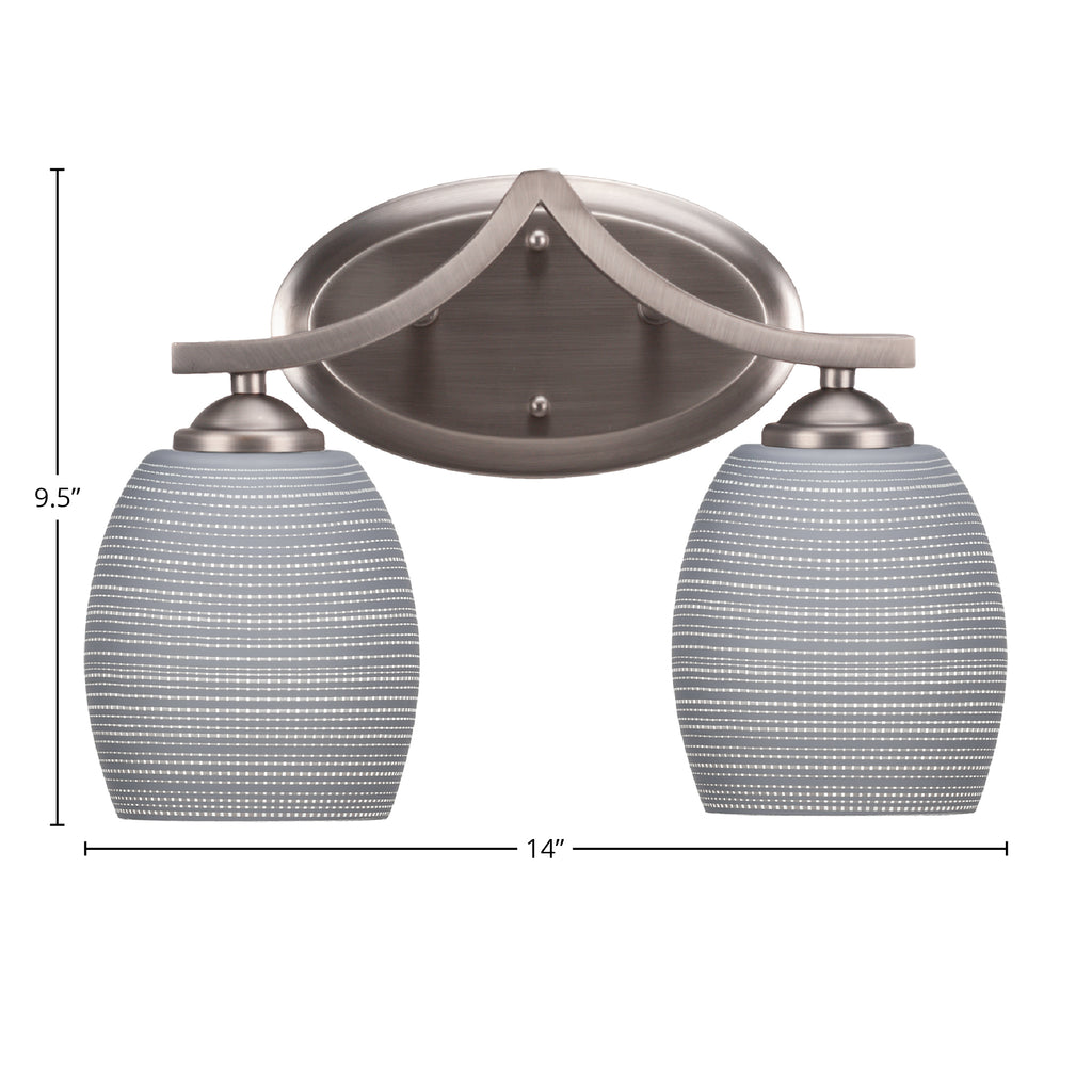 Zilo Two Light Bath Bar in Graphite with 5" Gray Matrix Shade