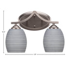 Zilo Two Light Bath Bar in Graphite with 5" Gray Matrix Shade