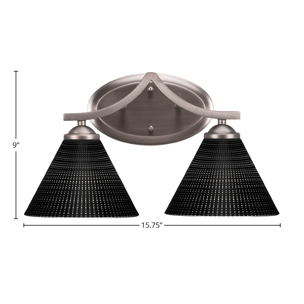 Zilo Two Light Bath Bar in Graphite with 7" Black Matrix Shade