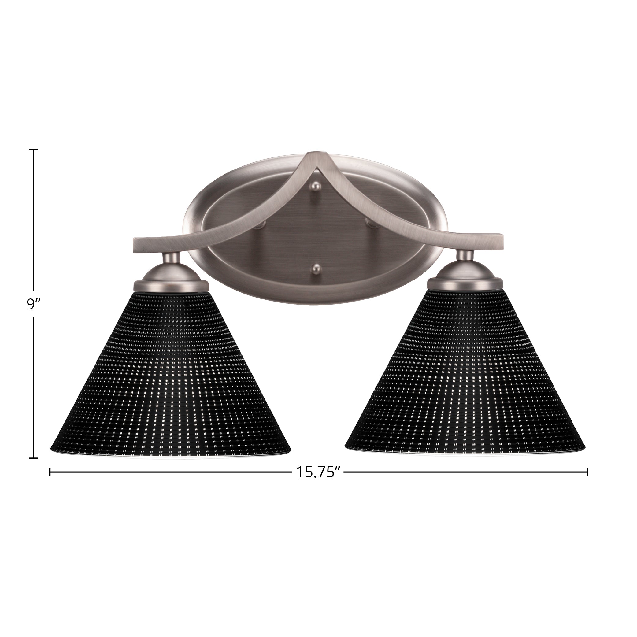 Zilo Two Light Bath Bar in Graphite with 7" Black Matrix Shade