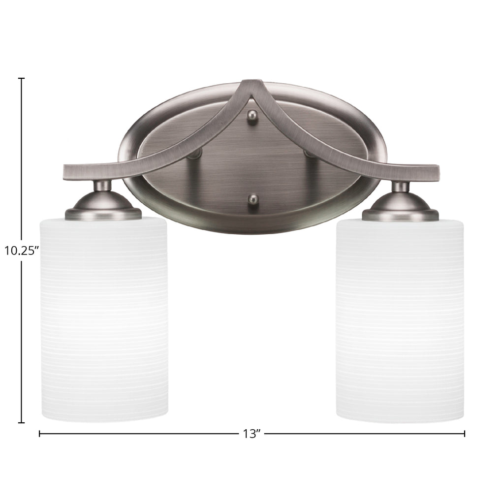 Zilo Two Light Bath Bar in Graphite with 4" White Matrix Shade