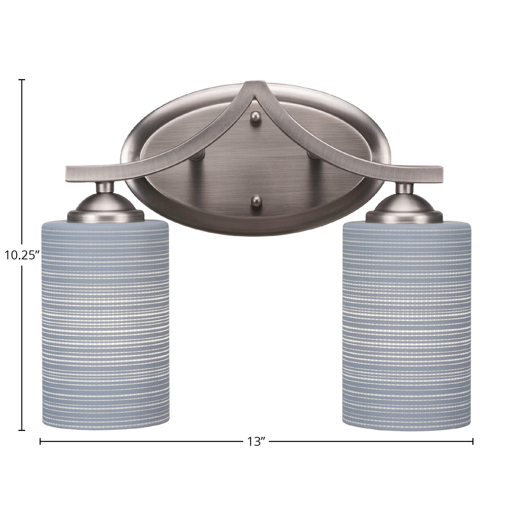 Zilo Two Light Bath Bar in Graphite with 4" Gray Matrix Shade