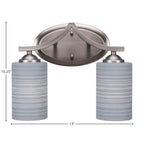 Zilo Two Light Bath Bar in Graphite with 4" Gray Matrix Shade