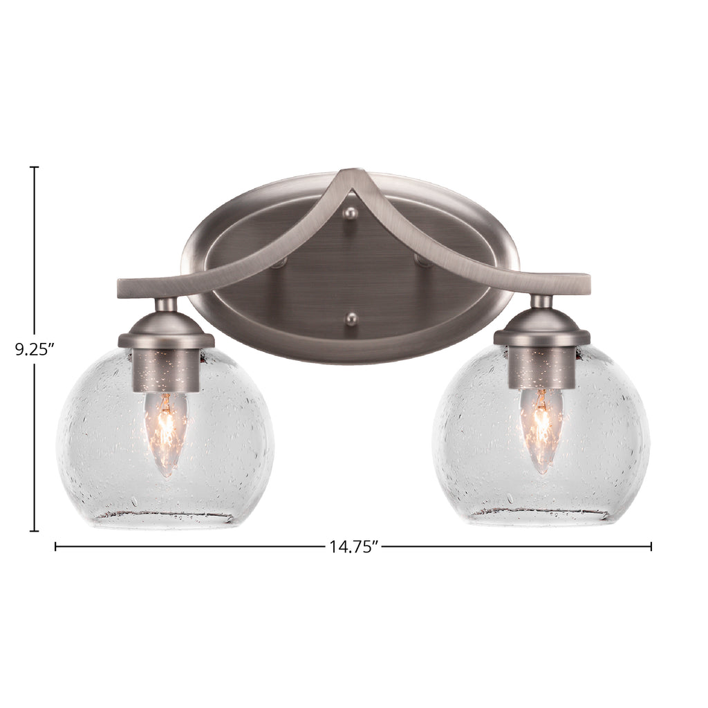 Zilo Two Light Bath Bar in Graphite with 5.75" Clear Bubble Shade