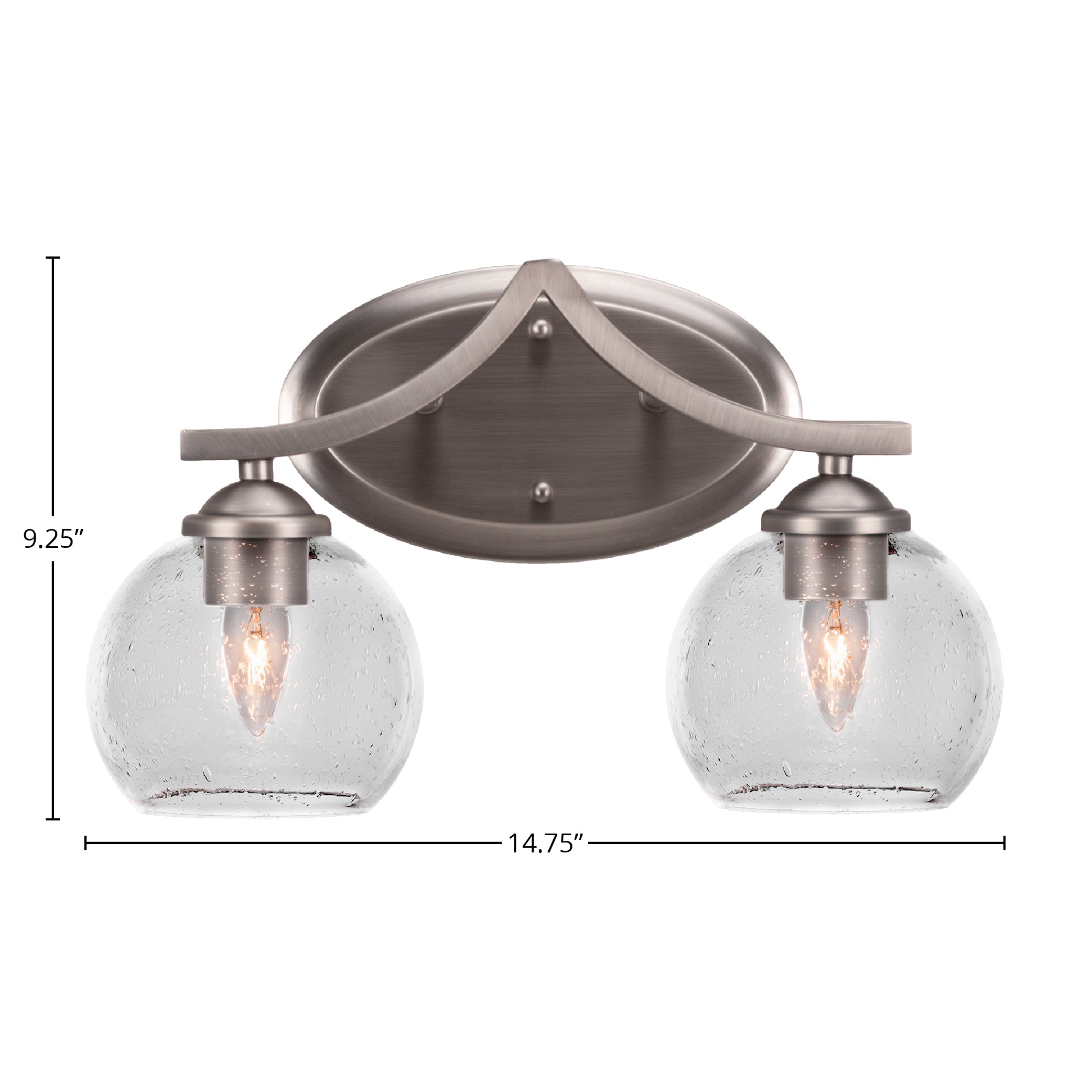 Zilo Two Light Bath Bar in Graphite with 5.75" Clear Bubble Shade