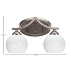 Zilo Two Light Bath Bar in Graphite with 5.75" White Marble Shade
