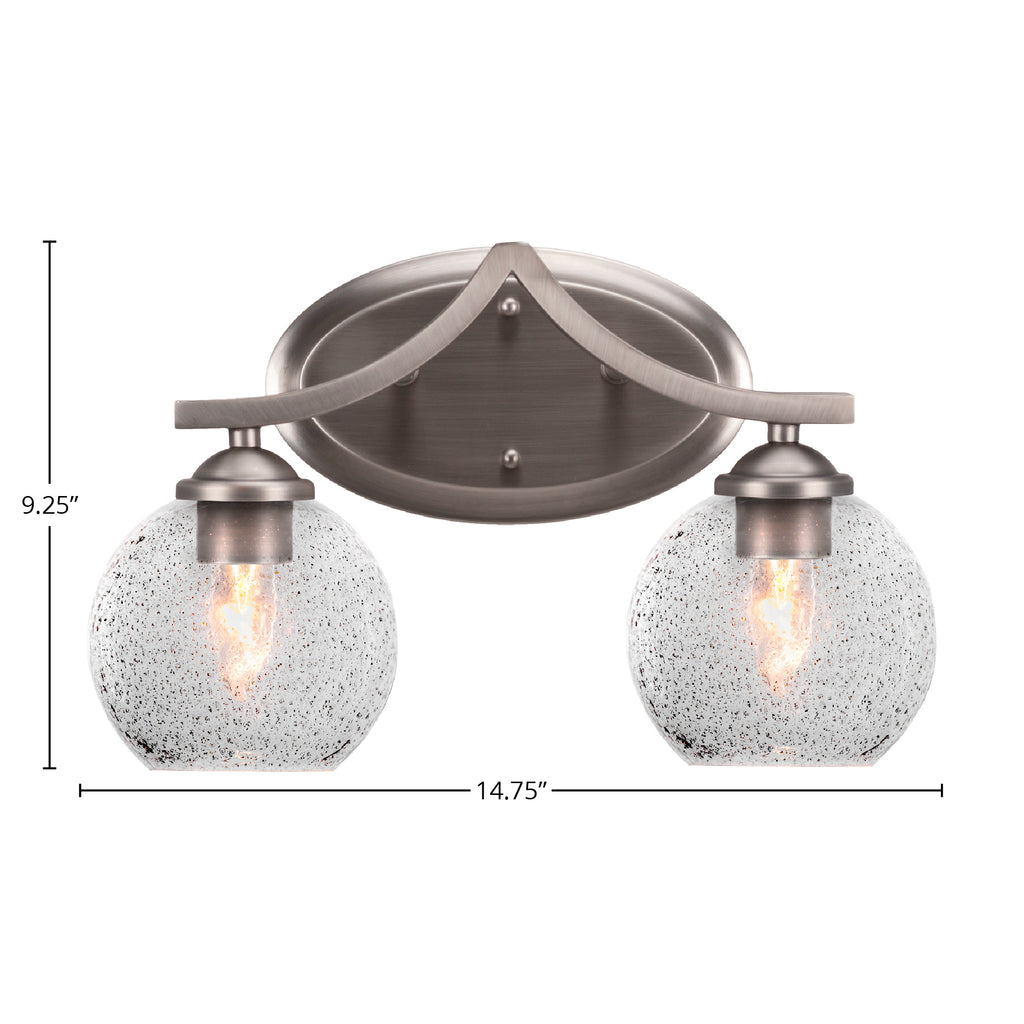 Zilo Two Light Bath Bar in Graphite with 5.75" Smoke Bubble Shade