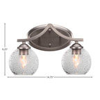 Zilo Two Light Bath Bar in Graphite with 5.75" Smoke Bubble Shade