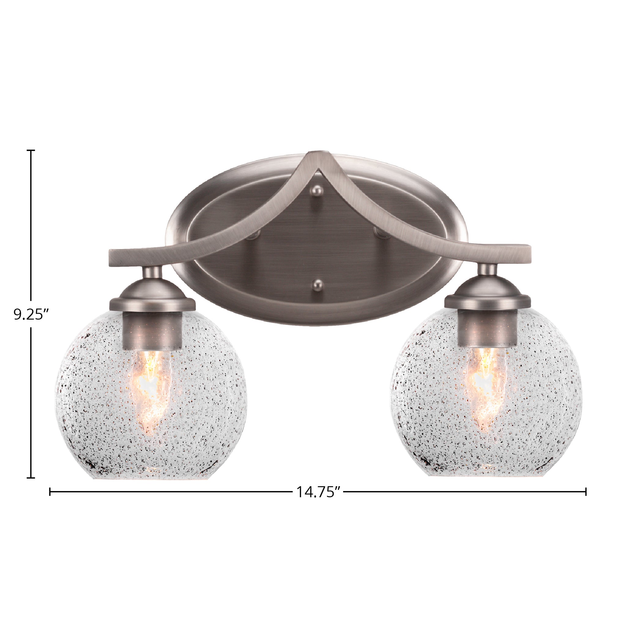Zilo Two Light Bath Bar in Graphite with 5.75" Smoke Bubble Shade