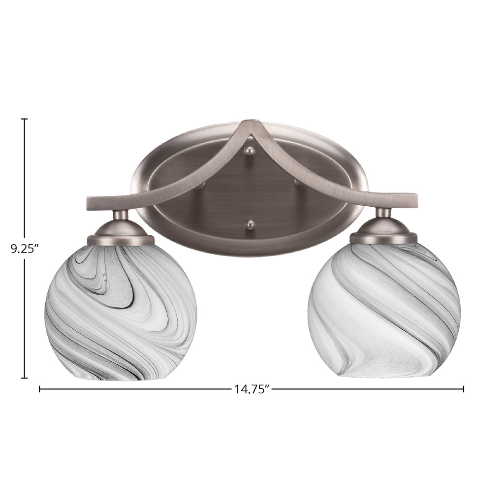 Zilo Two Light Bath Bar in Graphite with 5.75" Onyx Swirl Shade