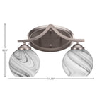 Zilo Two Light Bath Bar in Graphite with 5.75" Onyx Swirl Shade