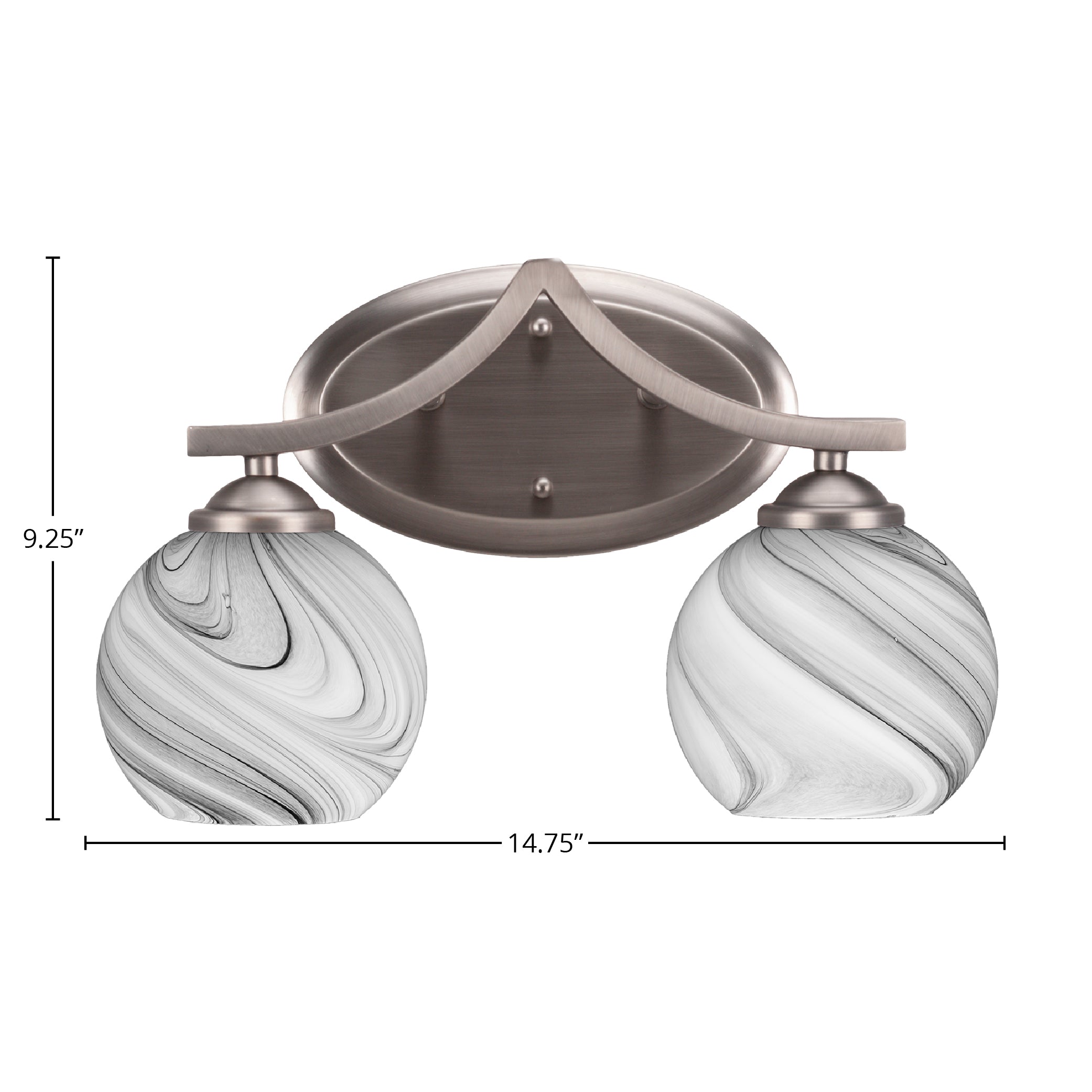 Zilo Two Light Bath Bar in Graphite with 5.75" Onyx Swirl Shade