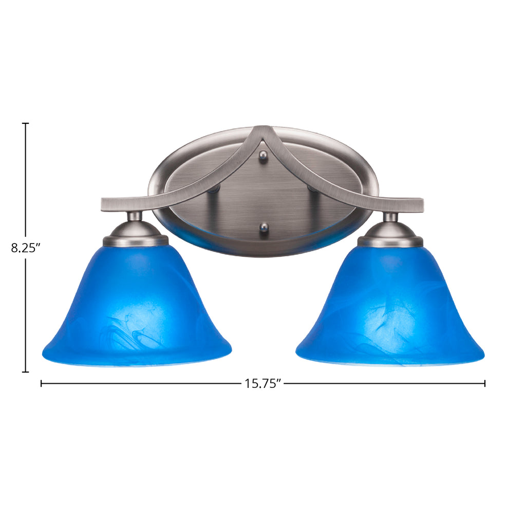 Zilo Two Light Bath Bar in Graphite with 7" Blue Italian Shade