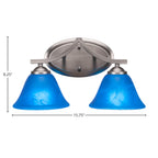Zilo Two Light Bath Bar in Graphite with 7" Blue Italian Shade