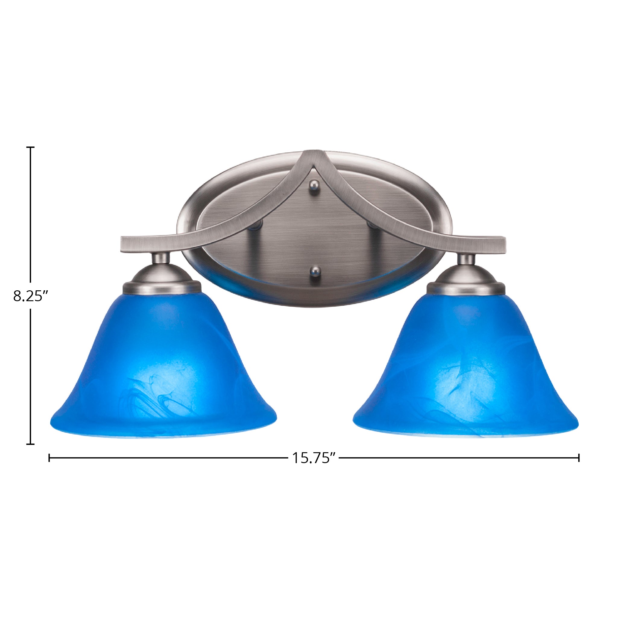 Zilo Two Light Bath Bar in Graphite with 7" Blue Italian Shade