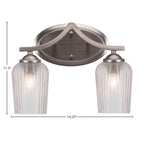 Zilo Two Light Bath Bar in Graphite with 5" Clear Textured Shade