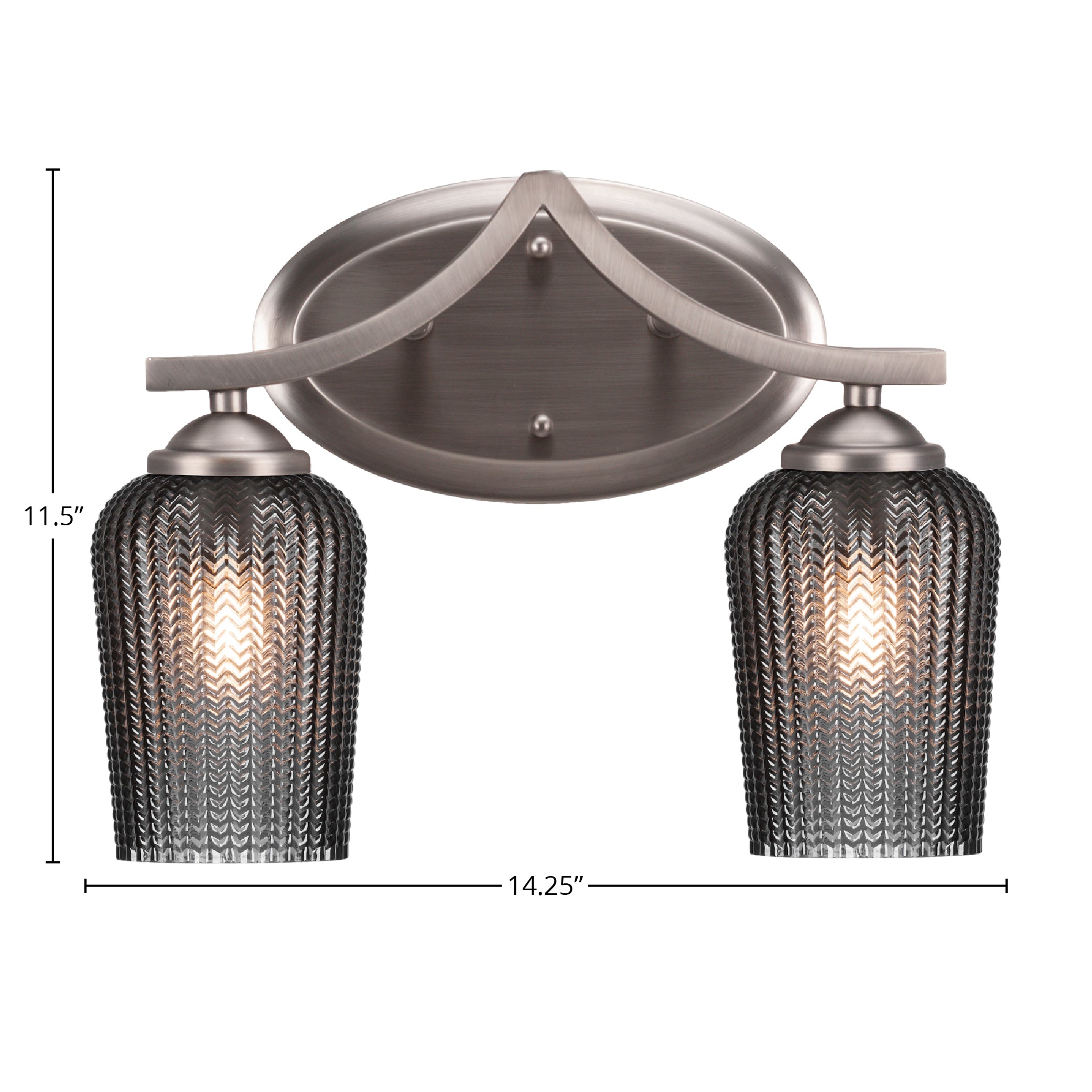 Zilo Two Light Bath Bar in Graphite with 5" Smoke Textured Shade
