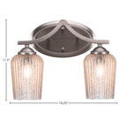 Zilo Two Light Bath Bar in Graphite with 5" Silver Textured Shade