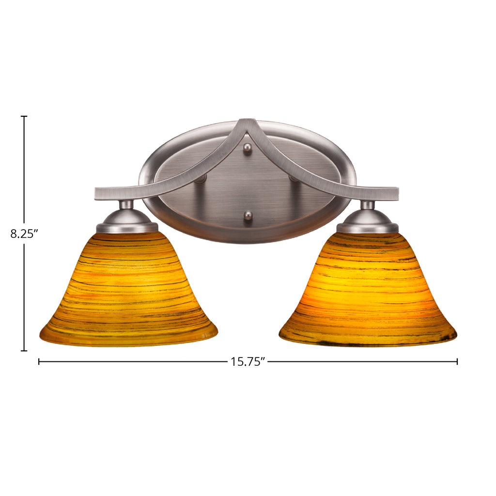 Zilo Two Light Bath Bar in Graphite with 7" Firré Saturn Shade