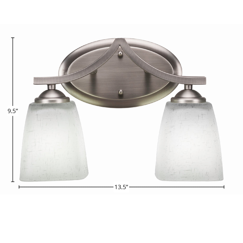 Zilo Two Light Bath Bar in Graphite with 4.5" Square White Muslin Shade