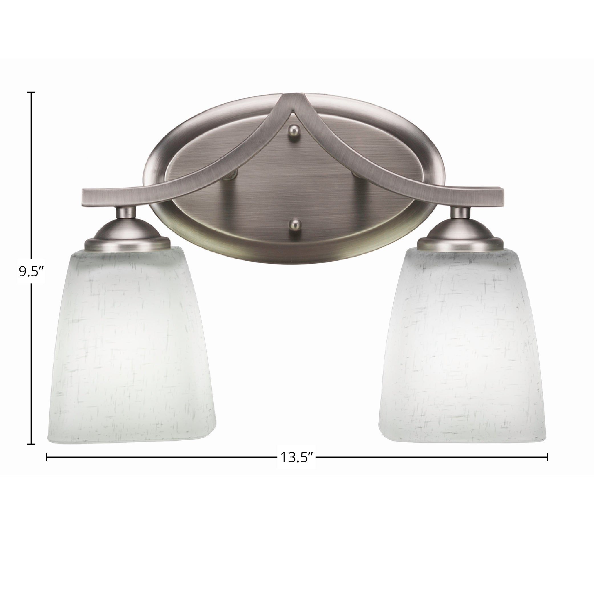 Zilo Two Light Bath Bar in Graphite with 4.5" Square White Muslin Shade