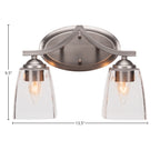 Zilo Two Light Bath Bar in Graphite with 4.5" Square Clear Bubble Shade