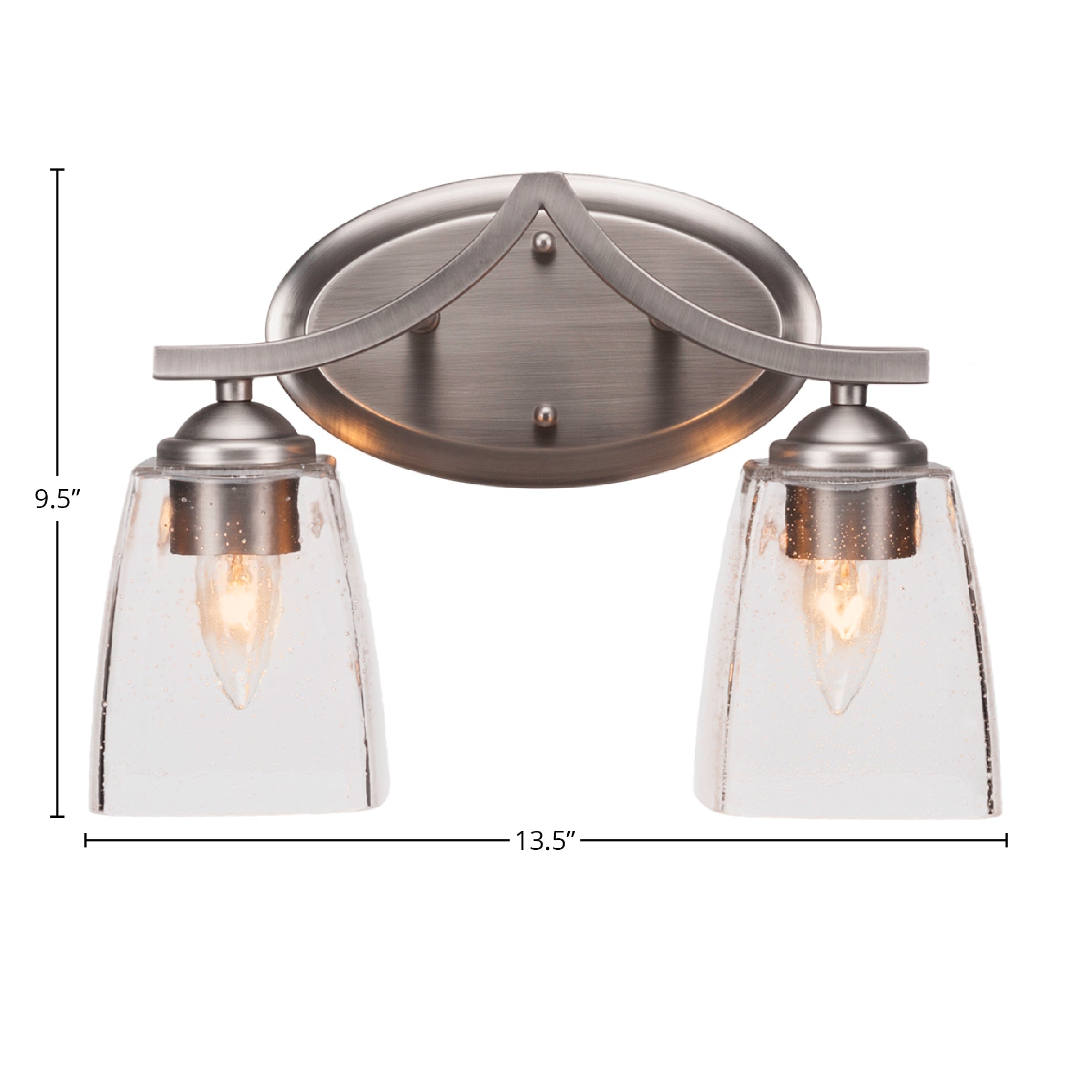 Zilo Two Light Bath Bar in Graphite with 4.5" Square Clear Bubble Shade