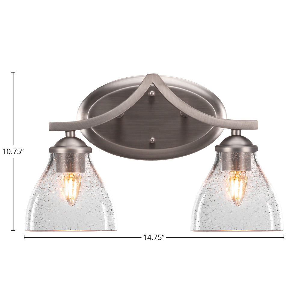 Zilo Two Light Bath Bar in Graphite with 6.25" Clear Bubble Shade