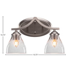 Zilo Two Light Bath Bar in Graphite with 6.25" Clear Bubble Shade