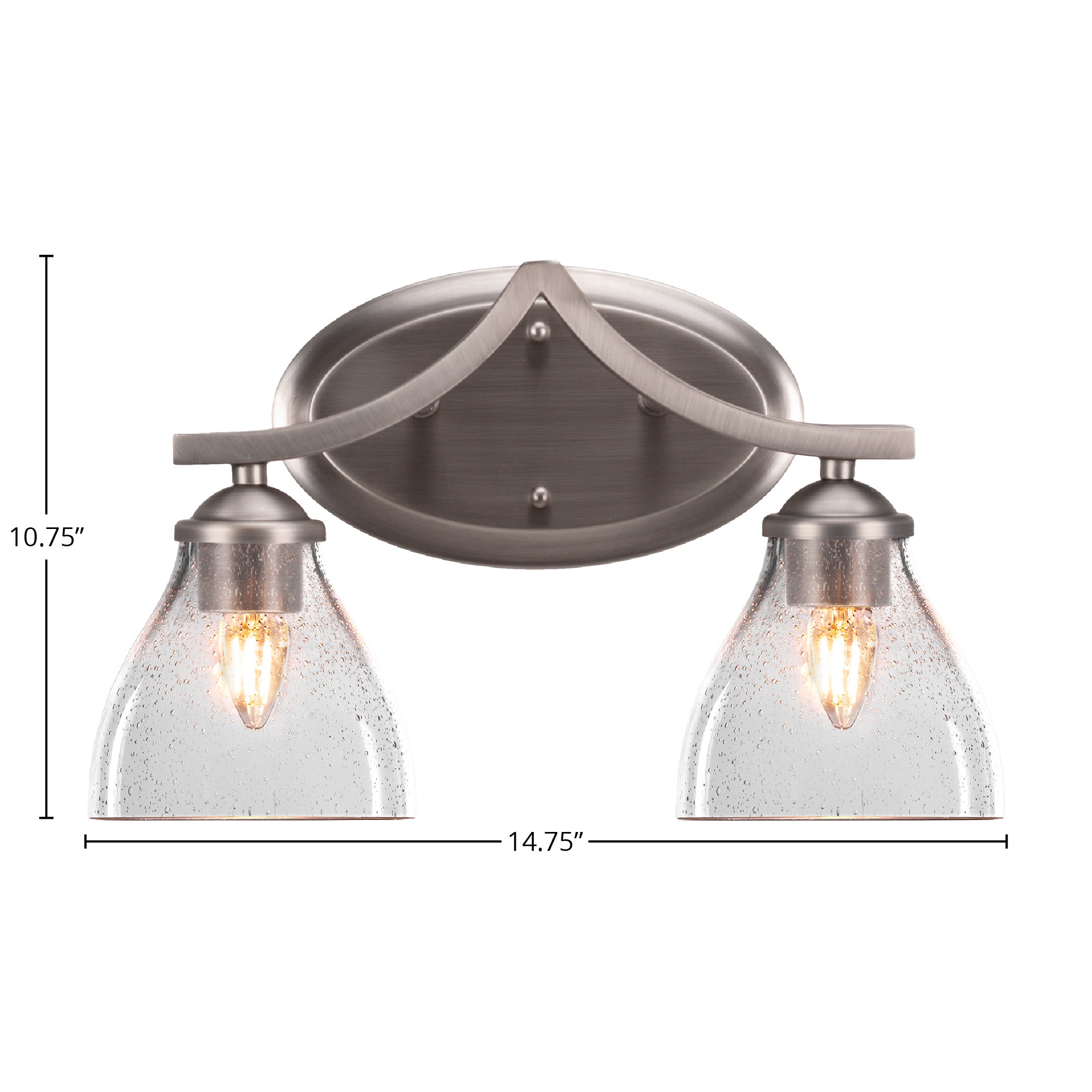 Zilo Two Light Bath Bar in Graphite with 6.25" Clear Bubble Shade
