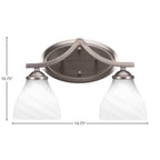 Zilo Two Light Bath Bar in Graphite with 6.25" White Marble Shade