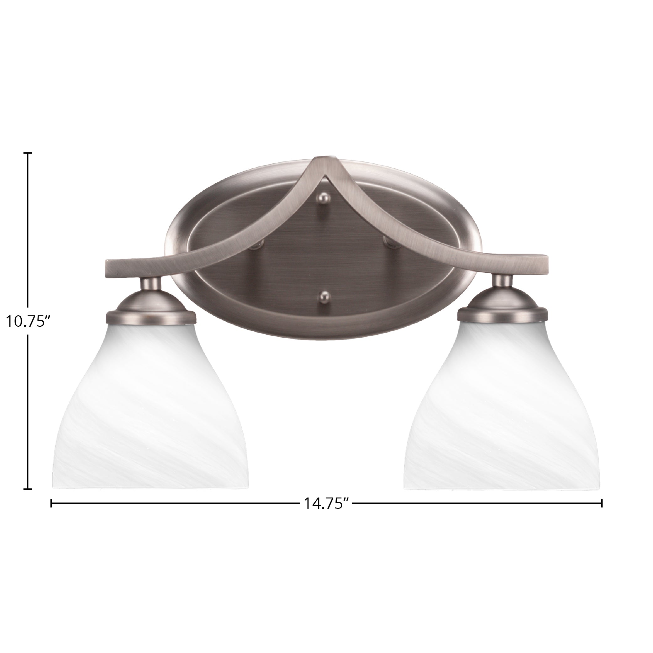 Zilo Two Light Bath Bar in Graphite with 6.25" White Marble Shade