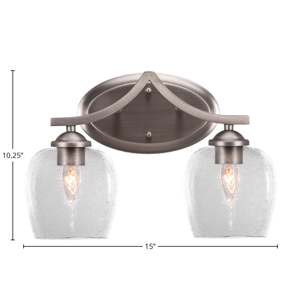 Zilo Two Light Bath Bar in Graphite with 6" Clear Bubble Shade