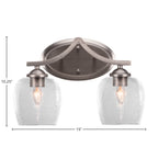 Zilo Two Light Bath Bar in Graphite with 6" Clear Bubble Shade