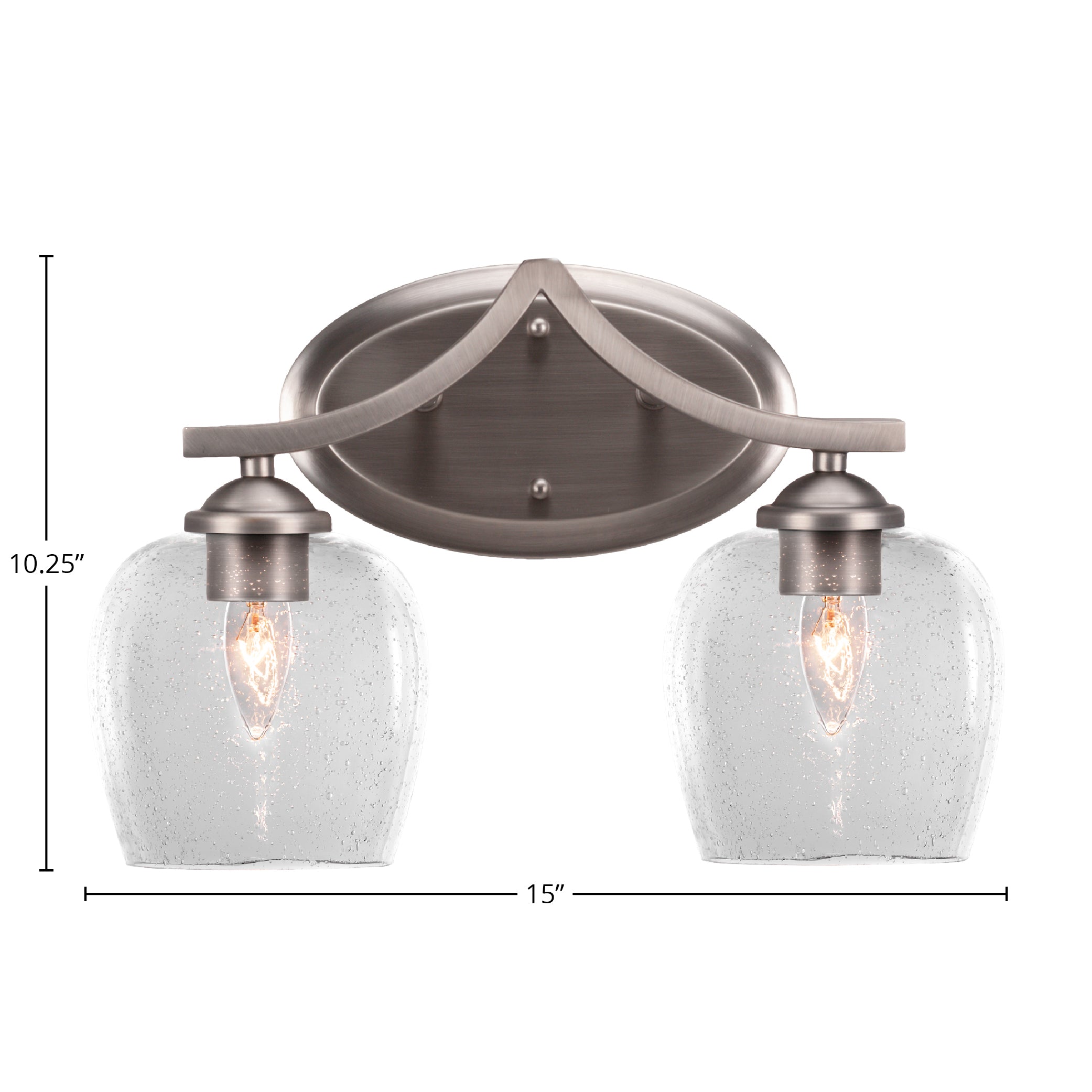 Zilo Two Light Bath Bar in Graphite with 6" Clear Bubble Shade
