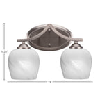 Zilo Two Light Bath Bar in Graphite with 6" White Marble Shade