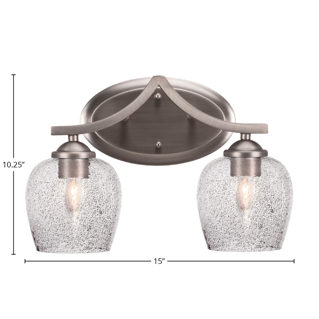 Zilo Two Light Bath Bar in Graphite with 6" Smoke Bubble Shade
