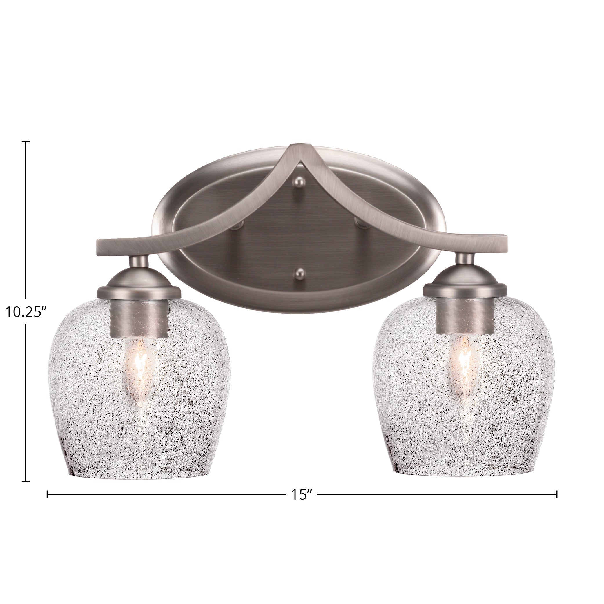 Zilo Two Light Bath Bar in Graphite with 6" Smoke Bubble Shade