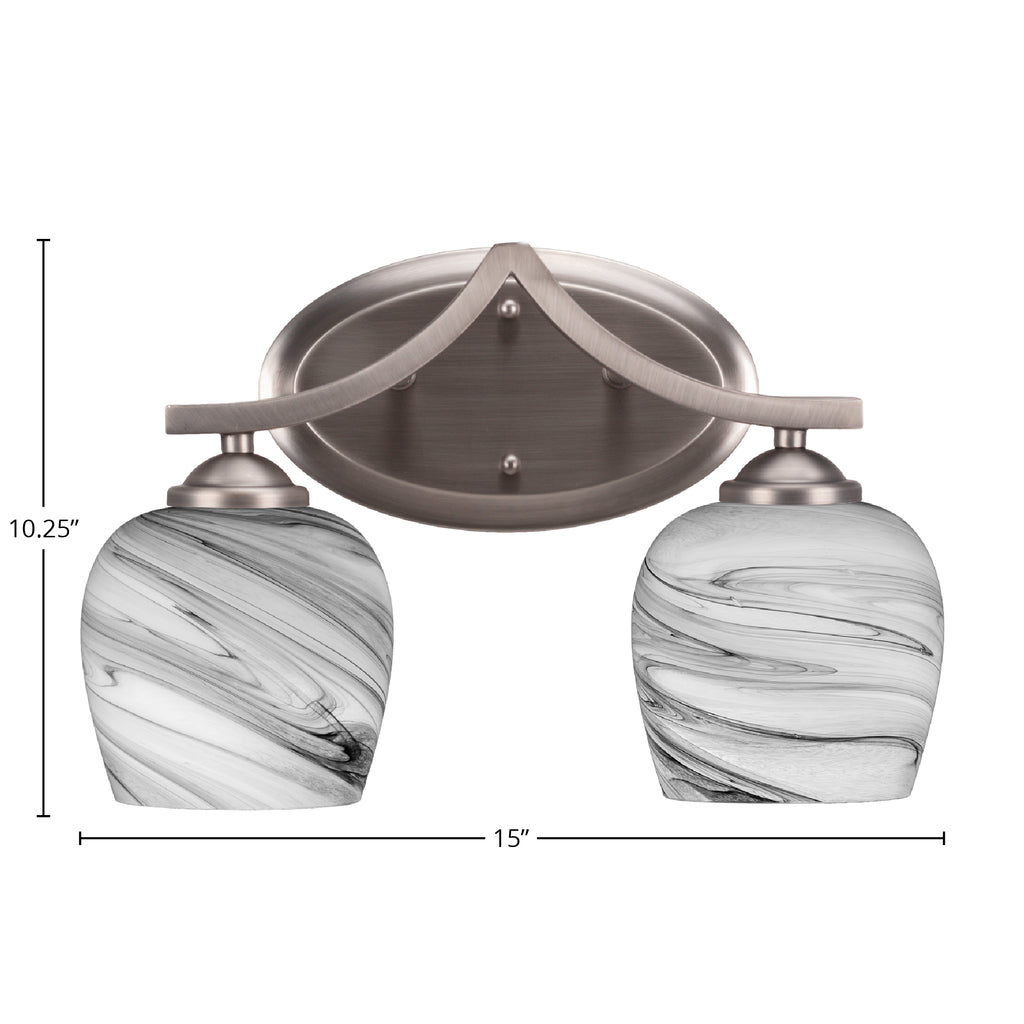 Zilo Two Light Bath Bar in Graphite with 6" Onyx Swirl Shade