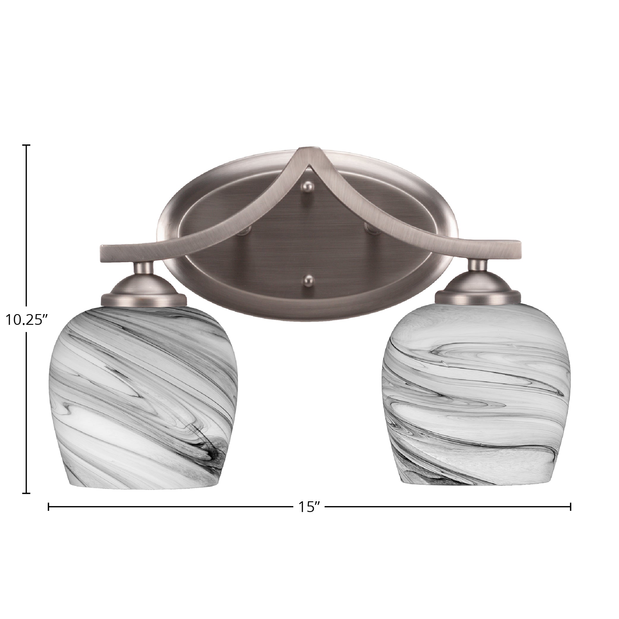 Zilo Two Light Bath Bar in Graphite with 6" Onyx Swirl Shade