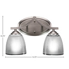 Zilo Two Light Bath Bar in Graphite with 5" Clear Ribbed Shade