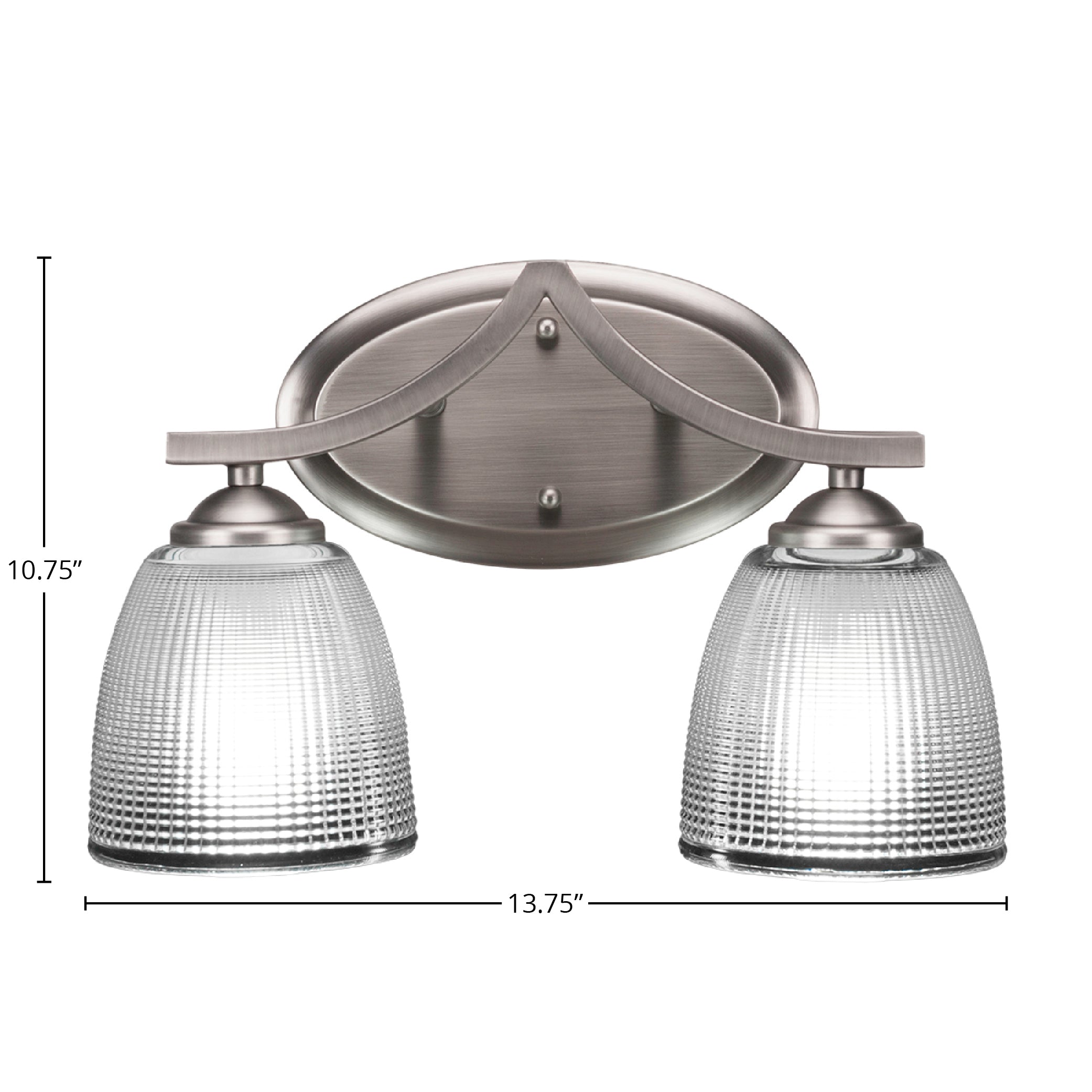 Zilo Two Light Bath Bar in Graphite with 5" Clear Ribbed Shade