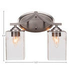 Zilo Two Light Bath Bar in Graphite with 4" Square Clear Bubble Shade