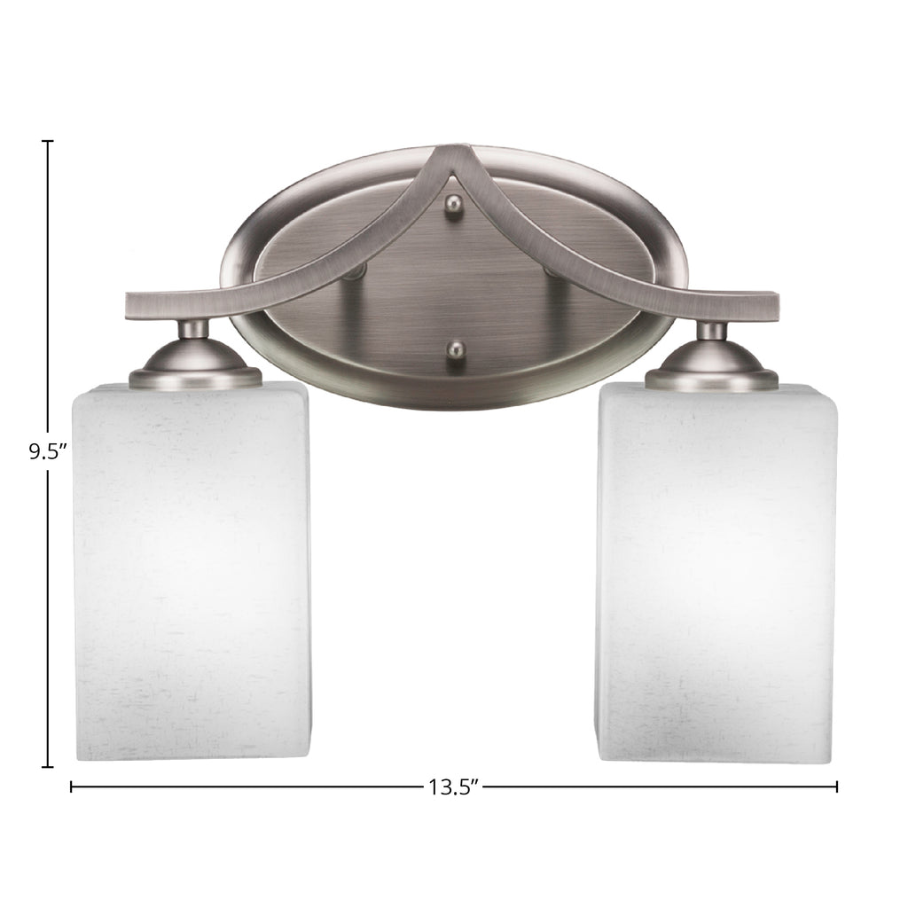 Zilo Two Light Bath Bar in Graphite with 4" Square White Muslin Shade