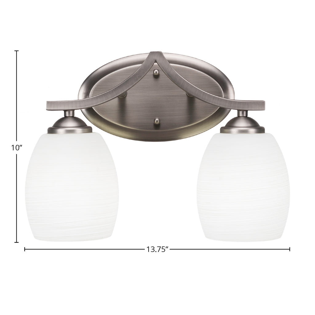 Zilo Two Light Bath Bar in Graphite with 5" White Linen Shade