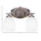 Zilo Two Light Bath Bar in Graphite with 5" White Linen Shade