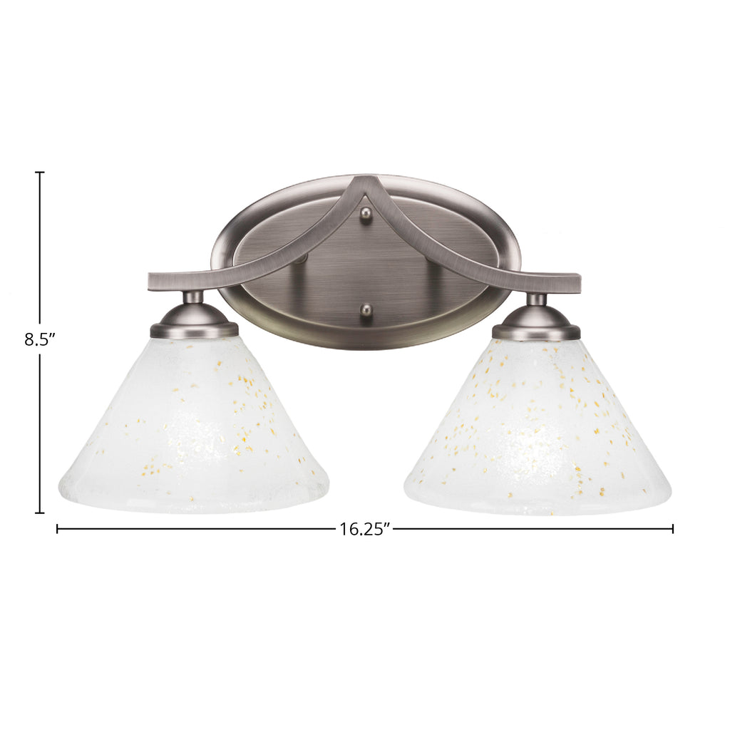 Zilo Two Light Bath Bar in Graphite with 7" Gold Ice Shade