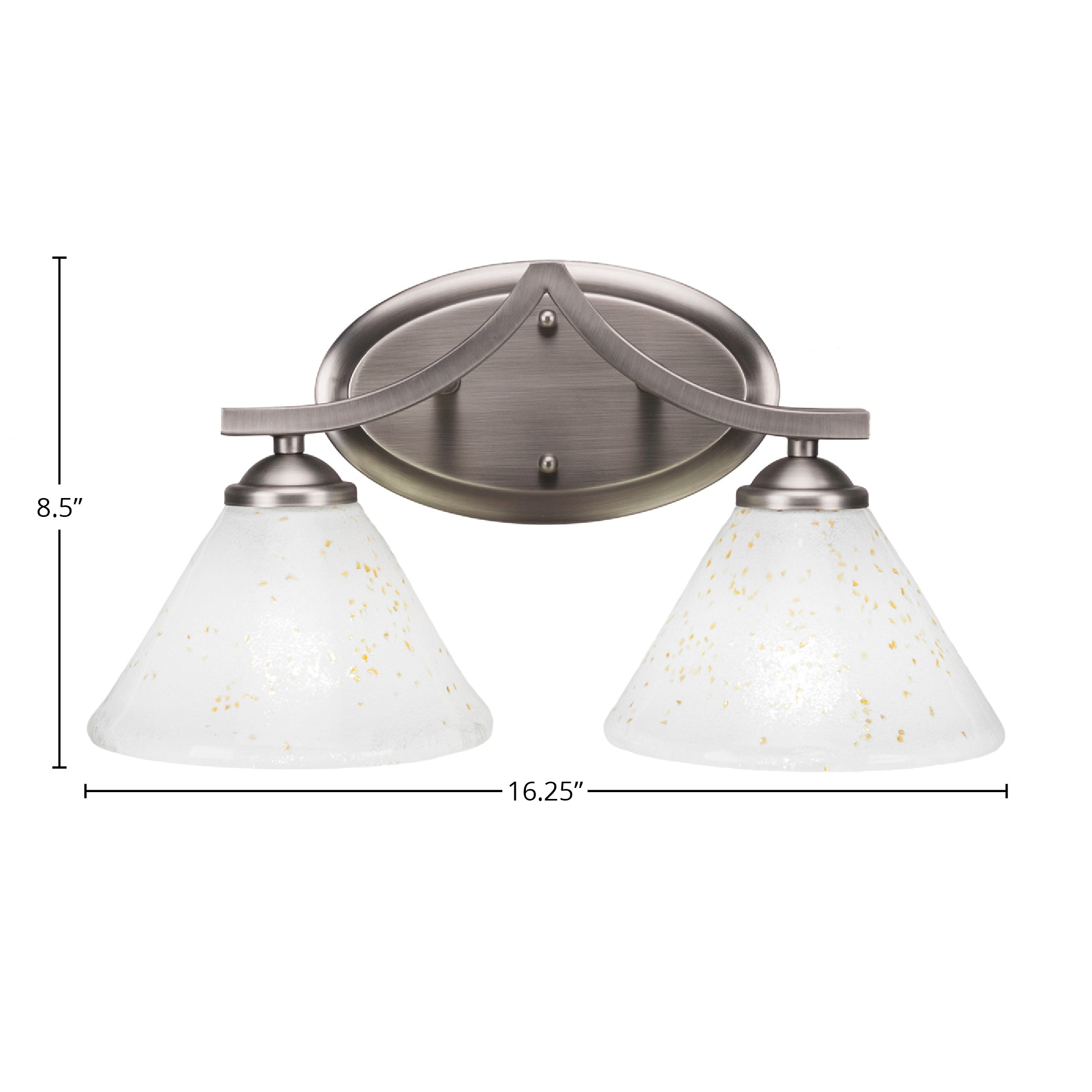 Zilo Two Light Bath Bar in Graphite with 7" Gold Ice Shade