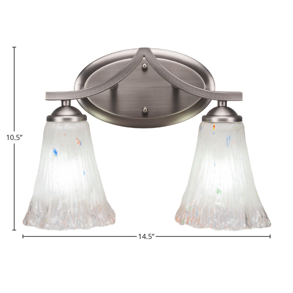 Zilo Two Light Bath Bar in Graphite with 5.5" Fluted Frosted Crystal Shade