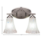 Zilo Two Light Bath Bar in Graphite with 5.5" Fluted Frosted Crystal Shade